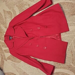 New York and Company Red Pea Coat Wool size 6